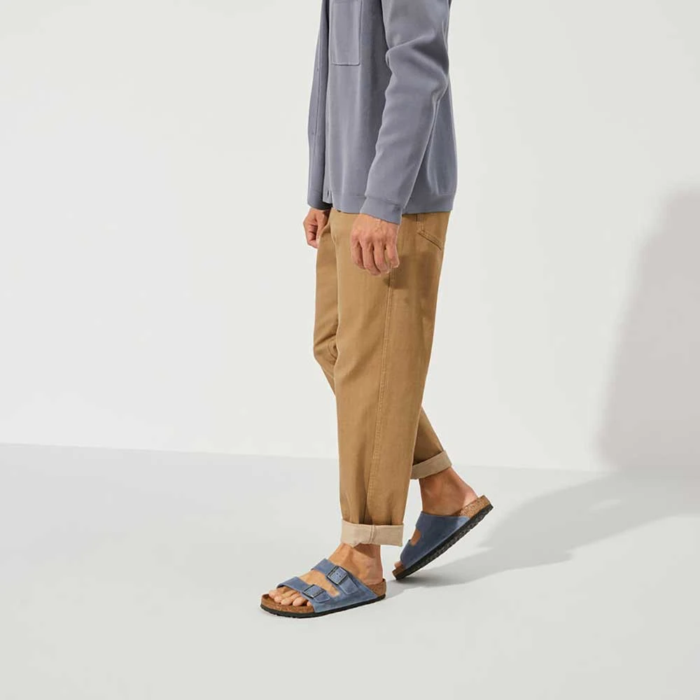 Birkenstock Arizona SFB Oil Leather Sandal - Dusty Blue - Regular/Wide - Image 7