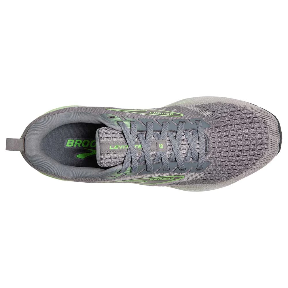 BROOKS Men's Levitate 6 Running Shoe- Primer Grey/Neon Green- Regular (D) - Image 5