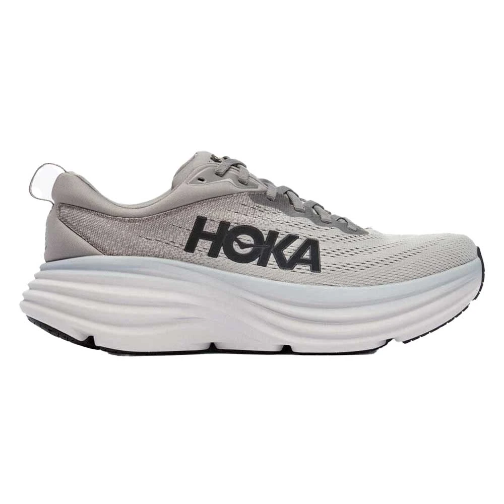 Hoka Men's Bondi 8 Running Shoe- Sharkskin/Harbor Mist- Wide (2E)