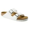 Birkenstock Women's Arizona Birko Flor Sandal- White- Medium/Narrow